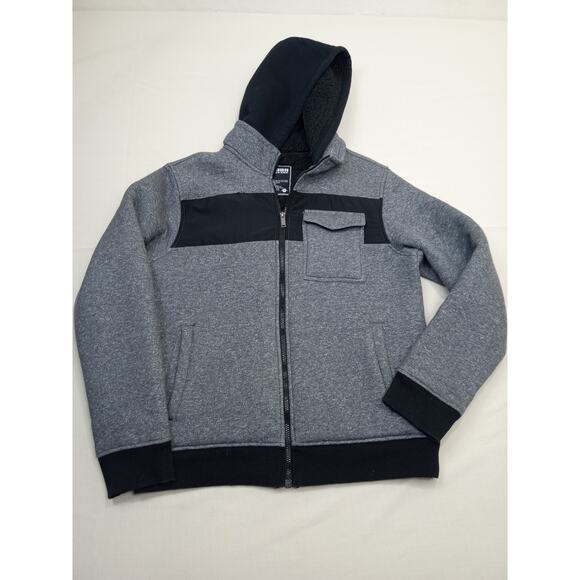 Urban Pipeline Men's Small Sherpa Lined Hooded Shirt Jacket Gray Colorblock - Picture 1 of 6